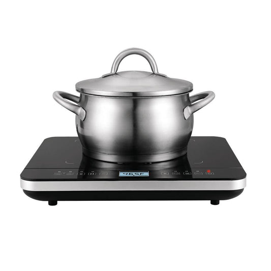 Salton Black Single Burner 7.4 in. Induction Cooktop Hot Plate with Temperature Probe - with Black | Sold by Uncle Wiener's Wholesale