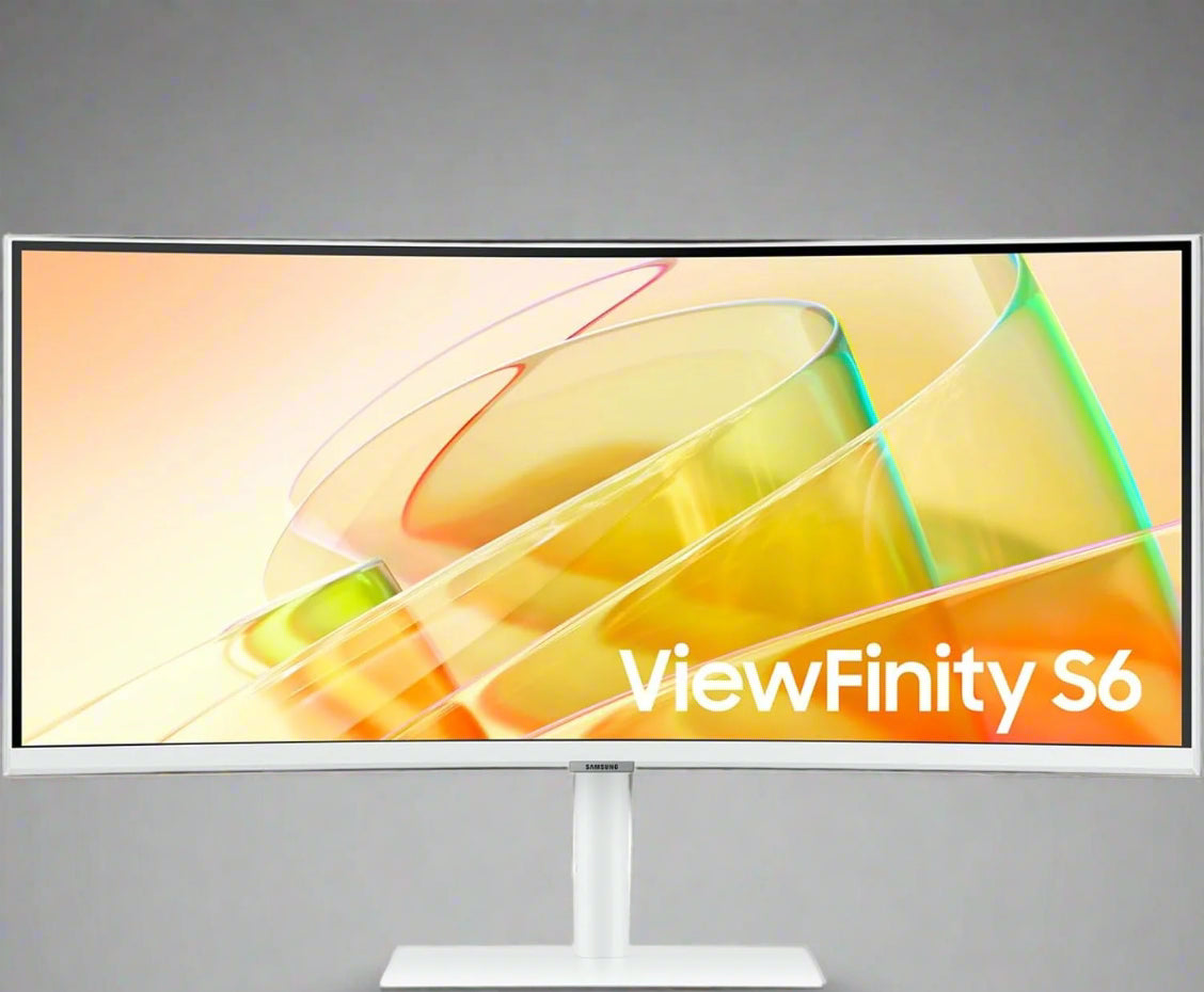 Front view of Samsung 34" ViewFinity Ultra-WQHD Curved Monitor

1000R curve design showing ergonomic immersion

Thunderbolt 4 and USB hub connectivity setup

Side view showing ports and adjustable stand

Productivity setup using ultra-wide Samsung curved monitor