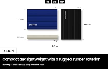 Samsung T7 Shield 1TB Portable SSD – Rugged USB 3.2 Gen2 External Solid State Drive SAMT7SH1TBBLK - with | Sold by Uncle Wiener's Wholesale