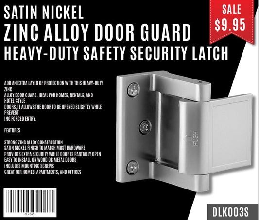 Satin Nickel Zinc Alloy Door Guard – Heavy - Duty Safety Security Latch – DLK003s - with | Sold by Uncle Wiener's Wholesale