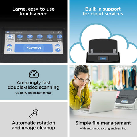 ScanSnap iX1600 Wireless or USB High - Speed Cloud Enabled Document, Photo & Receipt Scanner with Large Touchscreen and Auto Document Feeder for Mac or PC, Black - with | Sold by Uncle Wiener's Wholesale