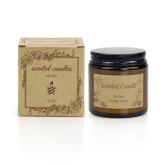 Scented Soy Candle 3.5oz Glass Jar Aromatherapy Vanilla Lavender Jasmine Orange SCN35 - with Vanilla | Sold by Uncle Wiener's Wholesale