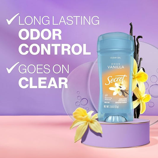 Secret Clear Gel Antiperspirant & Deodorant – Cozy Vanilla, 72-Hour Odour Protection, 73 g - Home products with | Sold by Uncle Wiener's Wholesale