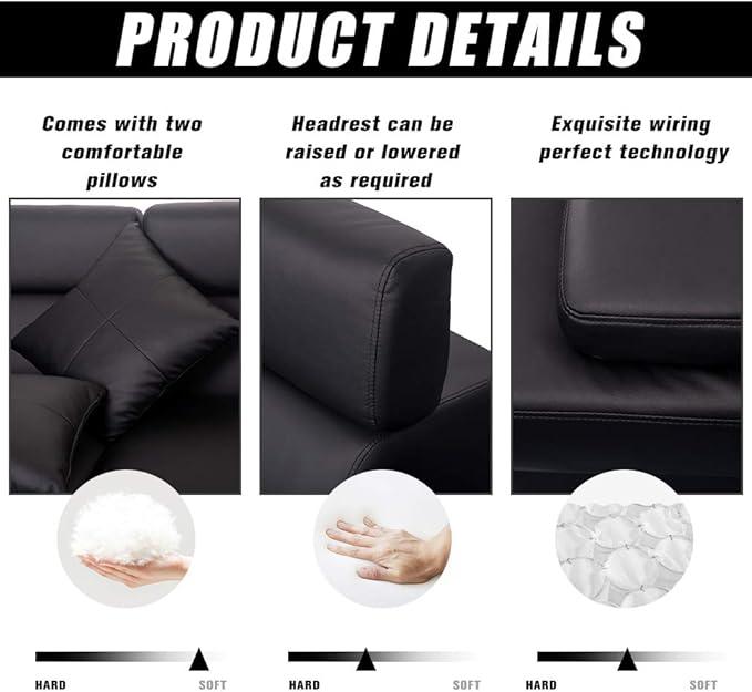 Sectional Sleeper Sofa Faux Leather Corner Couch with Pull Out Bed Modern 2 Piece AMU95R - with | Sold by Uncle Wiener's Wholesale