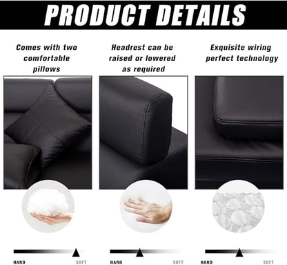 Sectional Sleeper Sofa Faux Leather Corner Couch with Pull Out Bed Modern 2 Piece AMU95R - with | Sold by Uncle Wiener's Wholesale