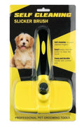 Self - Cleaning Pet Brush – Deshedding Tool for Dogs & Cats | PET035 Slicker Brush - with | Sold by Uncle Wiener's Wholesale