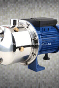 Self-priming stainless steel jet pump 1HP front view

Dual model jet well pump 220V – 1HP and 2HP display

Pump body close-up showing stainless steel finish

Water pump installed in irrigation system

220V self-priming water pump with pressure label