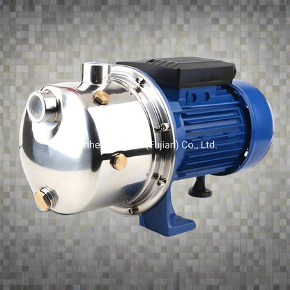 Self-priming stainless steel jet pump 1HP front view

Dual model jet well pump 220V – 1HP and 2HP display

Pump body close-up showing stainless steel finish

Water pump installed in irrigation system

220V self-priming water pump with pressure label