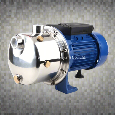 Self-priming stainless steel jet pump 1HP front view

Dual model jet well pump 220V – 1HP and 2HP display

Pump body close-up showing stainless steel finish

Water pump installed in irrigation system

220V self-priming water pump with pressure label