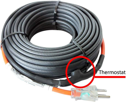 Self - Regulating Pipe Heating Cable with Thermostat – 60 FT & 100 FT Heat Tape, 120V - with 60 FT Pipe | Sold by Uncle Wiener's Wholesale