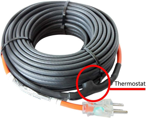 Self - Regulating Pipe Heating Cable with Thermostat – 60 FT & 100 FT Heat Tape, 120V - with 60 FT Pipe | Sold by Uncle Wiener's Wholesale