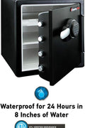 SentrySafe Fireproof and Waterproof Steel Home Safe with Keypad, Floor Safe with Interior Lighting and Shelves, 1.23 Cubic Feet, 17.8 x 16.3 x 19.3 Inches, SFW123FUL - with black | Sold by Uncle Wiener's Wholesale