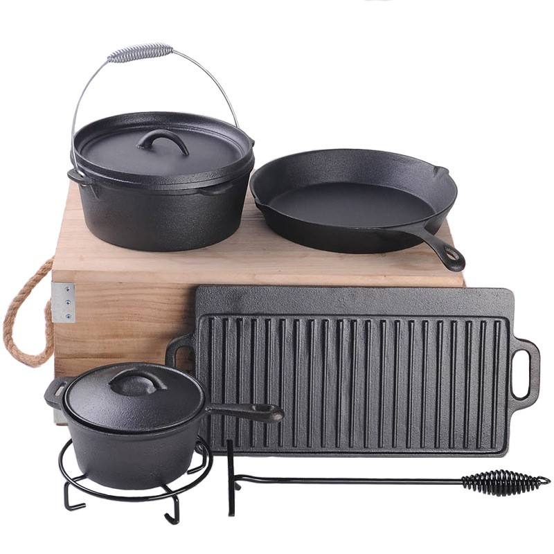 8-Piece Cast Iron Cookware Set Pre-Seasoned Skillet Dutch Oven Griddle CI8SET