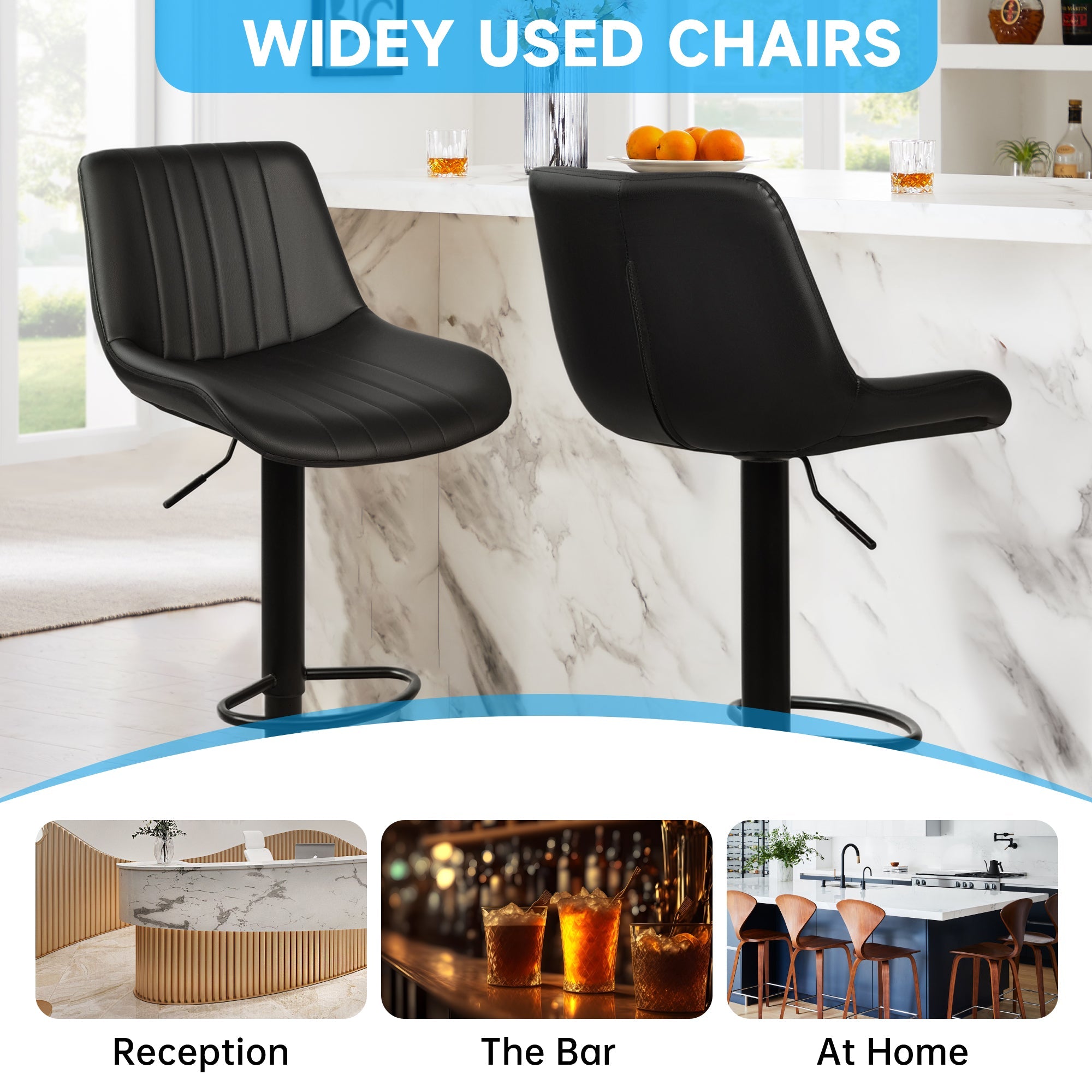 Set of (2) Adjustable Swivel Bar Stools 35