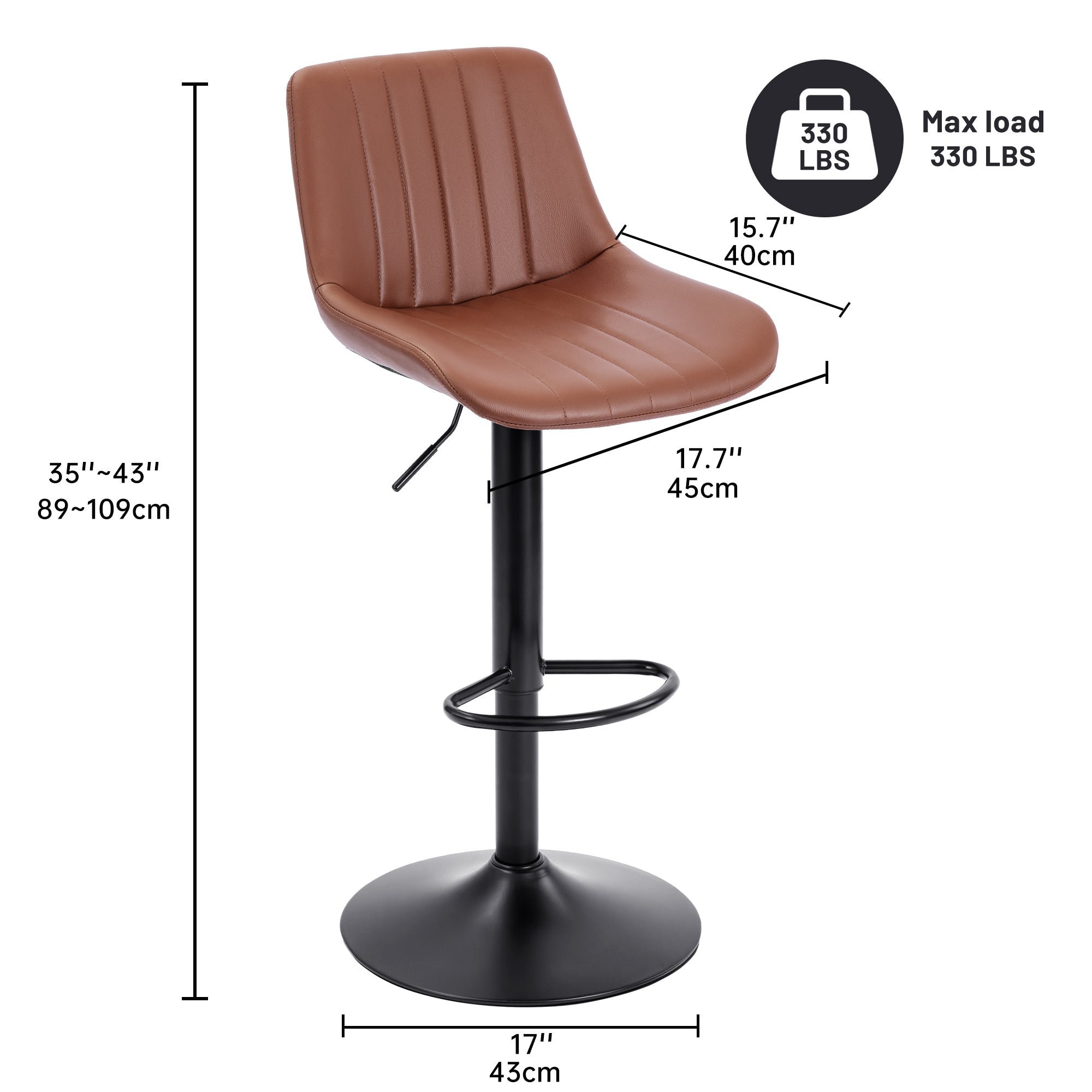 Set of (2) Adjustable Swivel Bar Stools 35
