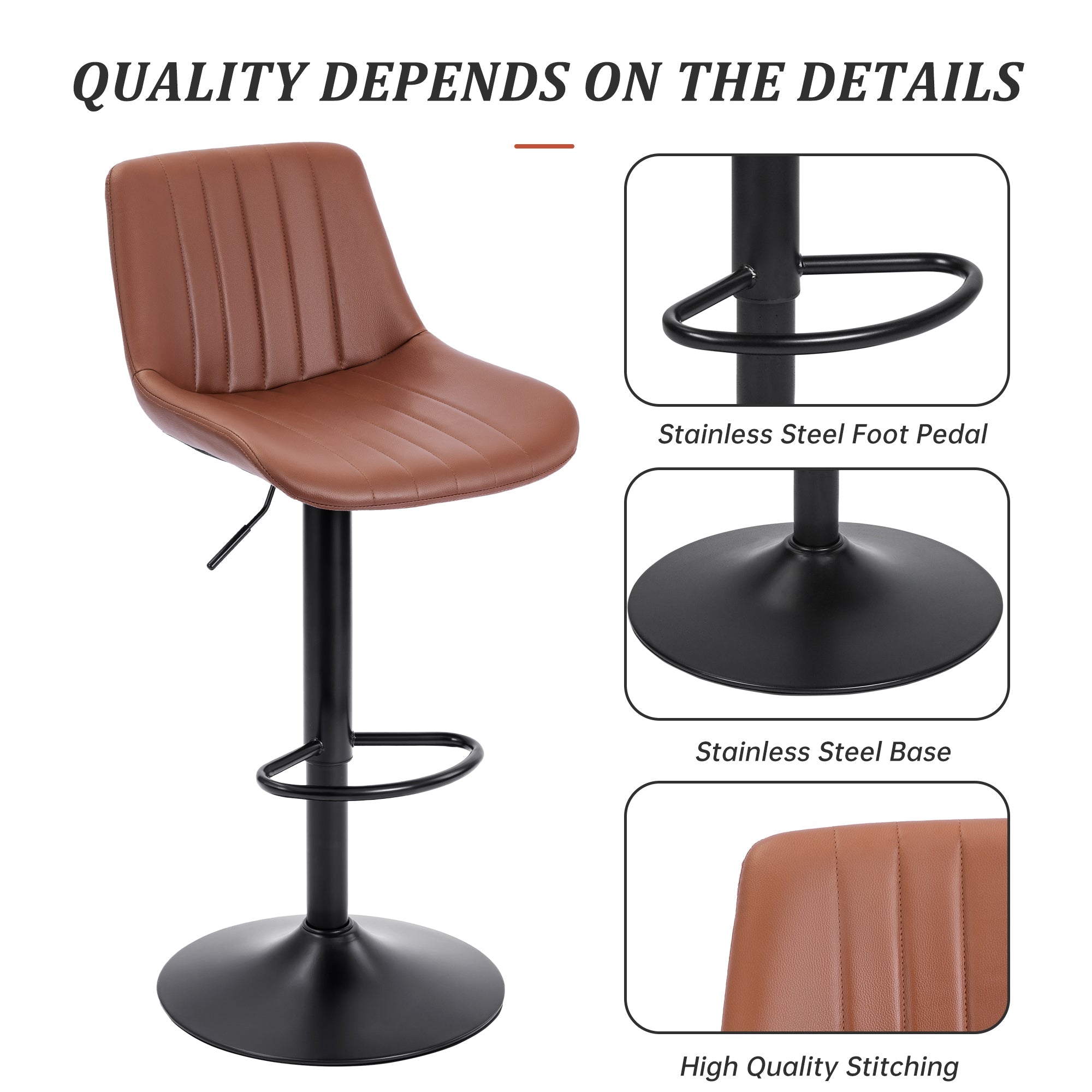 Set of (2) Adjustable Swivel Bar Stools 35