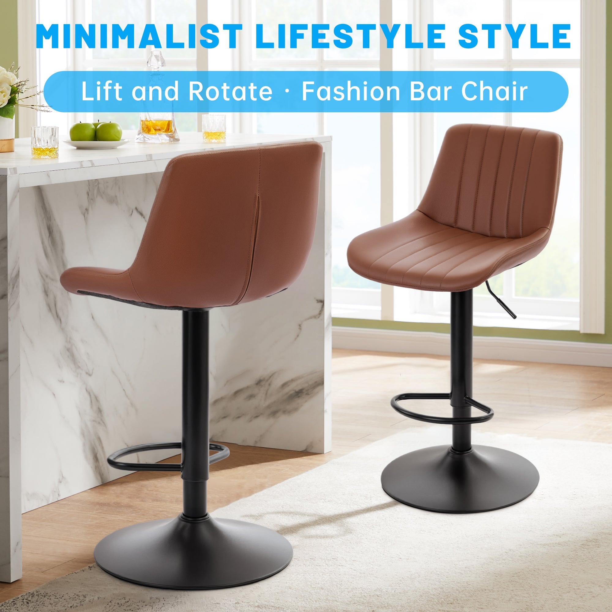 Set of (2) Adjustable Swivel Bar Stools 35