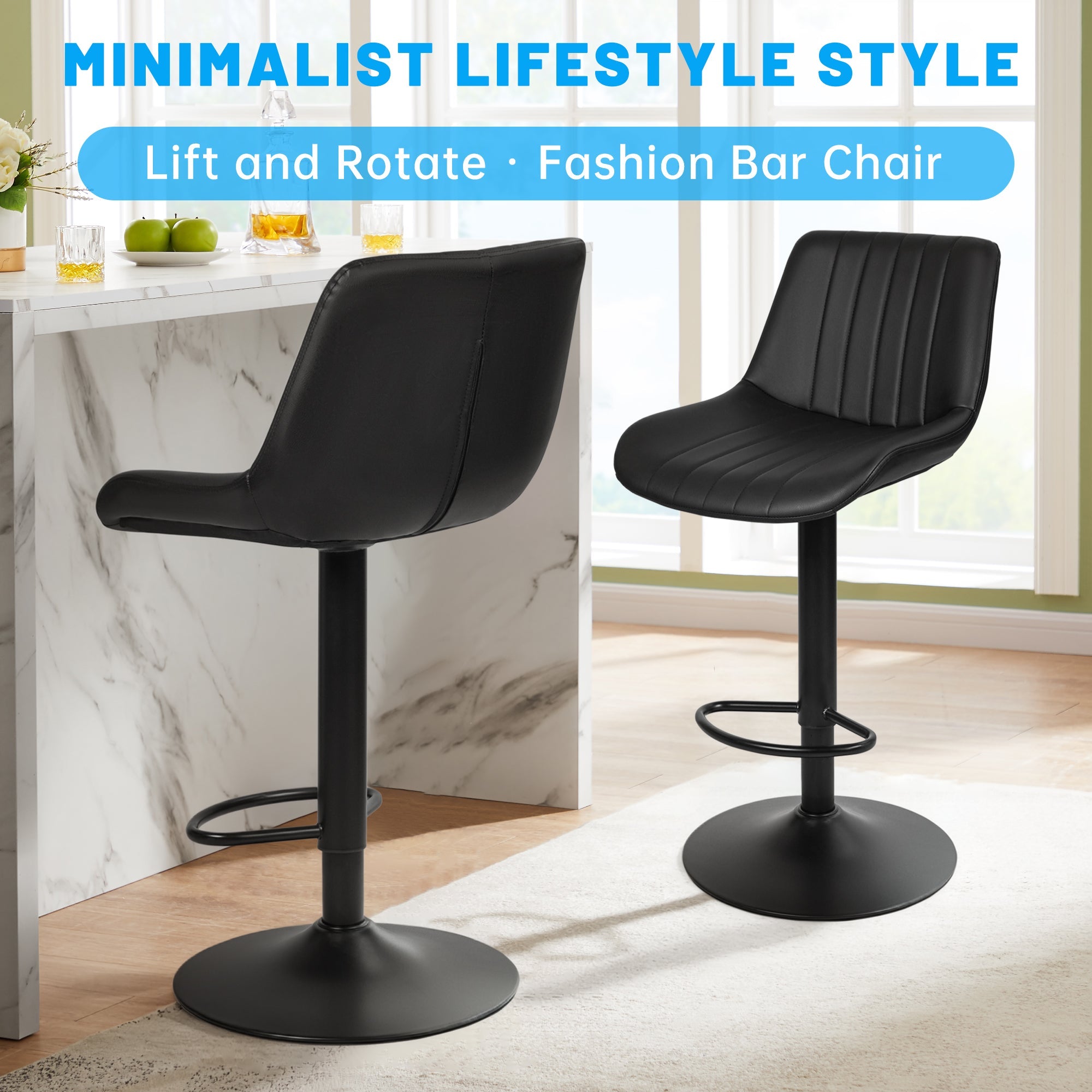 Set of (2) Adjustable Swivel Bar Stools 35
