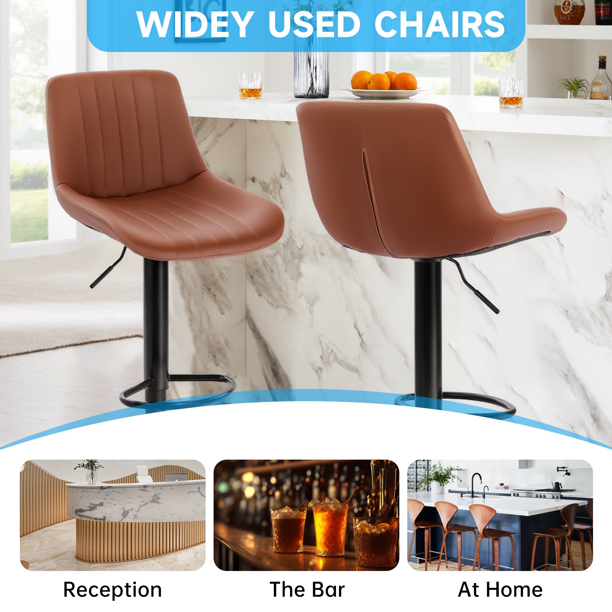 Set of (2) Adjustable Swivel Bar Stools 35