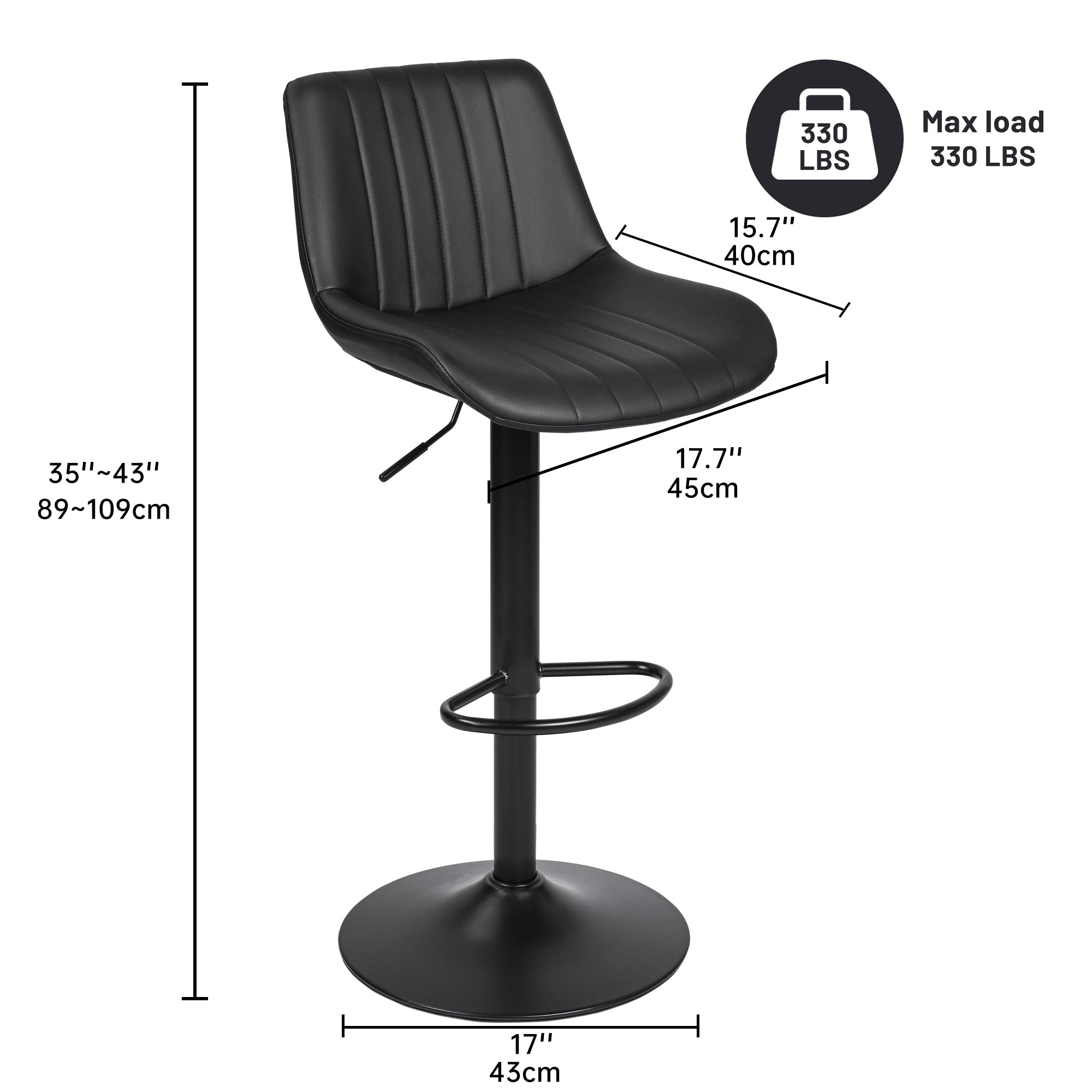 Set of (2) Adjustable Swivel Bar Stools 35