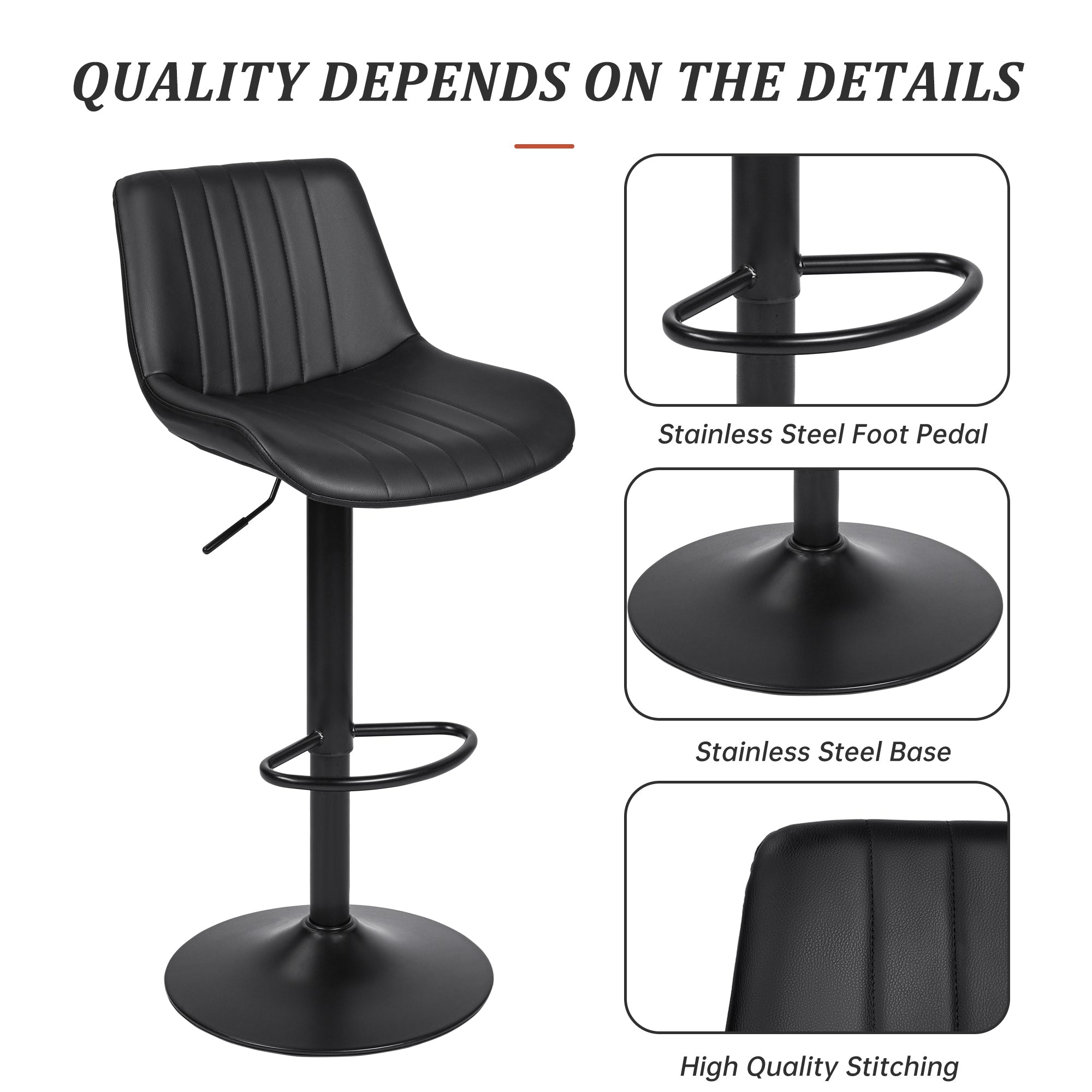 Set of (2) Adjustable Swivel Bar Stools 35