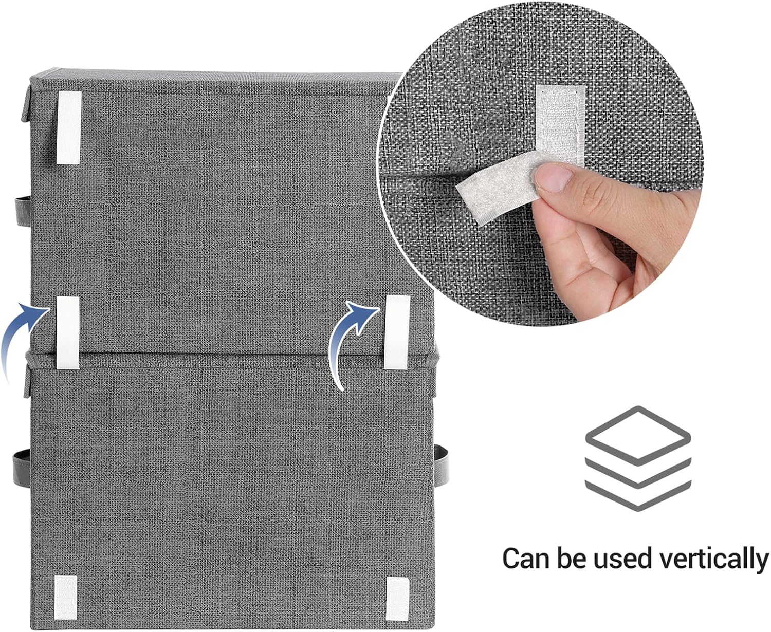 Set of 2 Stackable Fabric Storage Bins with Clear Window, Magnetic Lid and Side Handles, Closet Organizer Boxes Slate Gray and Summer Sand RPLB02G - with | Sold by Uncle Wiener's Wholesale