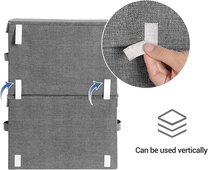 Set of 2 Stackable Fabric Storage Bins with Clear Window, Magnetic Lid and Side Handles, Closet Organizer Boxes Slate Gray and Summer Sand RPLB02G - with | Sold by Uncle Wiener's Wholesale