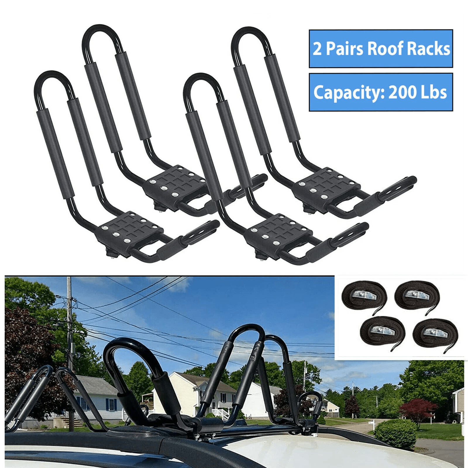 Set of 4 Canoe Boat Kayak Roof Rack Car SUV Truck Top Mount J - Bar Holder LYA011P - with | Sold by Uncle Wiener's Wholesale