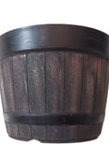 Set of 5 – 10 Inch Whiskey Barrel Planter Pots – Rustic Flower Pots for Outdoor & Indoor Gardening – CF046D - with | Sold by Uncle Wiener's Wholesale