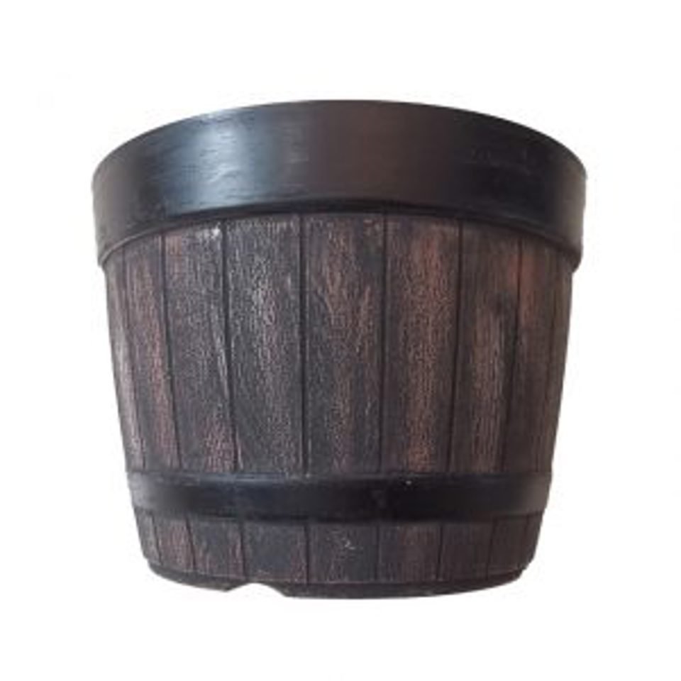 Set of 5 – 10 Inch Whiskey Barrel Planter Pots – Rustic Flower Pots for Outdoor & Indoor Gardening – CF046D - with | Sold by Uncle Wiener's Wholesale