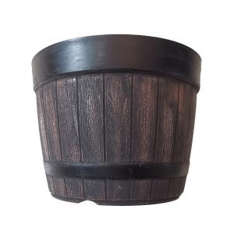 Set of 5 – 10 Inch Whiskey Barrel Planter Pots – Rustic Flower Pots for Outdoor & Indoor Gardening – CF046D - with | Sold by Uncle Wiener's Wholesale