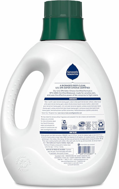 Seventh Generation Free and Clear Liquid Laundry Detergent 1.47L Fragrance Free 31 Loads - with | Sold by Uncle Wiener's Wholesale