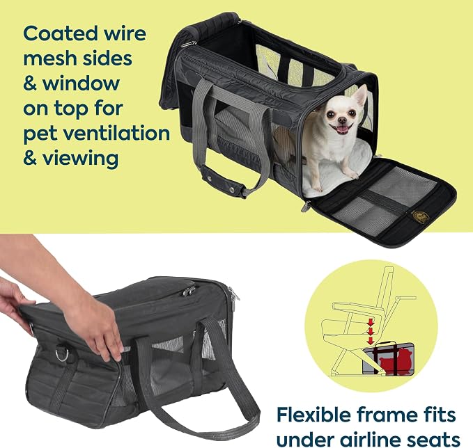 Sherpa Original Deluxe Medium Pet Carrier – Airline-Approved Soft-Sided Travel Bag, Charcoal Gray - Pet products with | Sold by Uncle Wiener's Wholesale