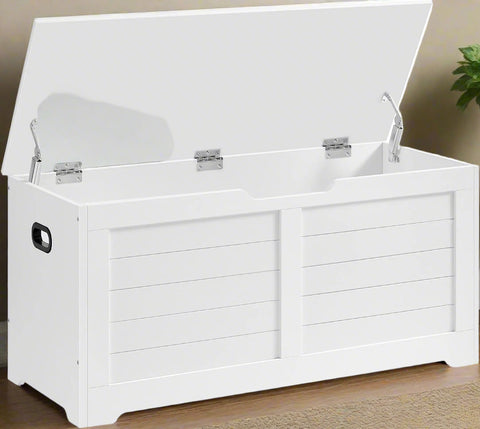white storage bench with cushion in hallway
shoe bench with hidden storage compartment
cushioned seat chest for entryway organization
white wooden entryway bench with lift-top lid
modern shoe storage bench for bedrooms