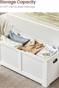 white storage bench with cushion in hallway
shoe bench with hidden storage compartment
cushioned seat chest for entryway organization
white wooden entryway bench with lift-top lid
modern shoe storage bench for bedrooms
