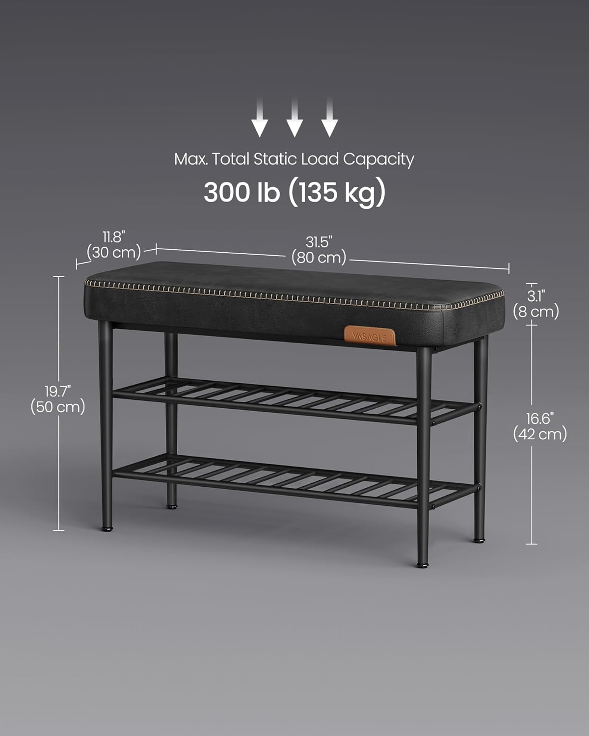 Shoe Rack Bench with Cushioned Seat, 3 Tier Shoe Storage Bench for Entryway, Mid Century Modern Entryway Bench with Synthetic Leather Seat Ink Black LSB054BH01 - with | Sold by Uncle Wiener's Wholesale