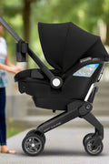Shyft DualRide infant car seat stroller combo in Beaufort Black with SensorSafe and LockStrong installation