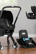 Shyft DualRide infant car seat stroller combo in Beaufort Black with SensorSafe and LockStrong installation