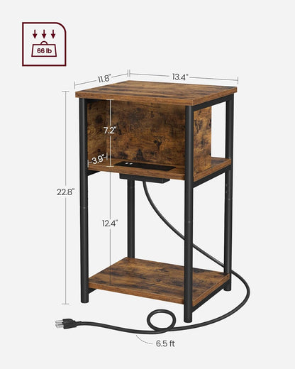 Side Table with Charging Station, 3 Tier End Table with USB Ports, Power Outlets and Storage Shelves for Living Room and Bedroom LET373B01 - with | Sold by Uncle Wiener's Wholesale