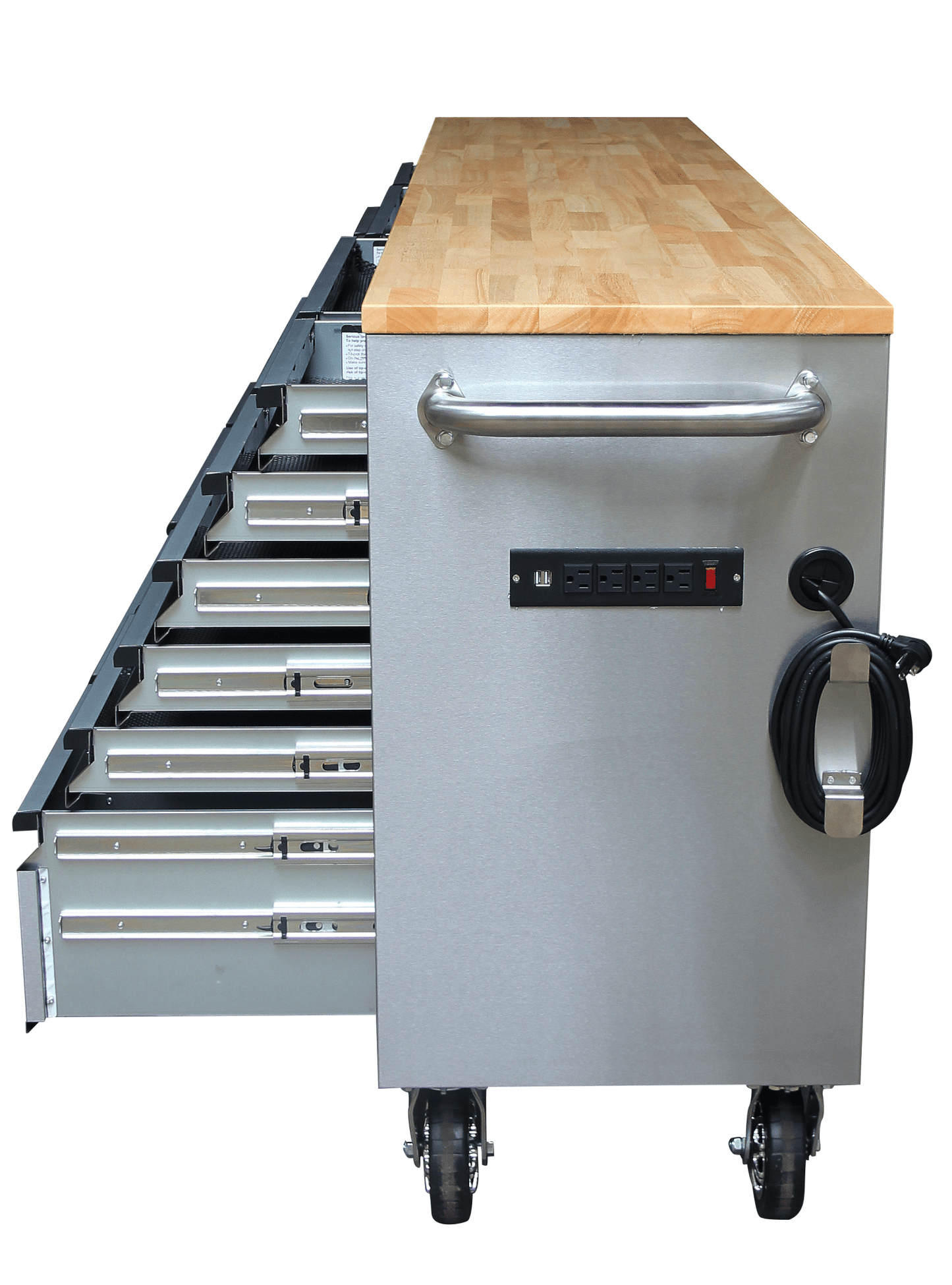 Siebel 8 FT Stainless Steel 24 - Drawer Tool Bench with Power & USB – Model P9624S - with | Sold by Uncle Wiener's Wholesale