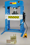 SIEBEL 200-ton air and hydraulic shop press with accessories for industrial use