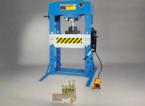 SIEBEL 200-ton air and hydraulic shop press with accessories for industrial use