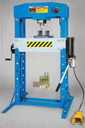 200-ton SIEBEL shop press showing control pedal and frame structure