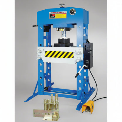 Side angle showing full-frame welded construction of SIEBEL industrial press