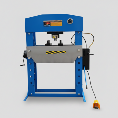 Installed SIEBEL hydraulic shop press in industrial workshop setting