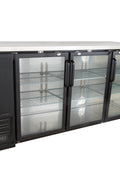 Sieble 72″ Glass Door Back Bar Cooler – Stainless Steel Top, LED Lighting, Holds 3 Kegs, 24″ Depth, Commercial Beverage Refrigerator - with | Sold by Uncle Wiener's Wholesale