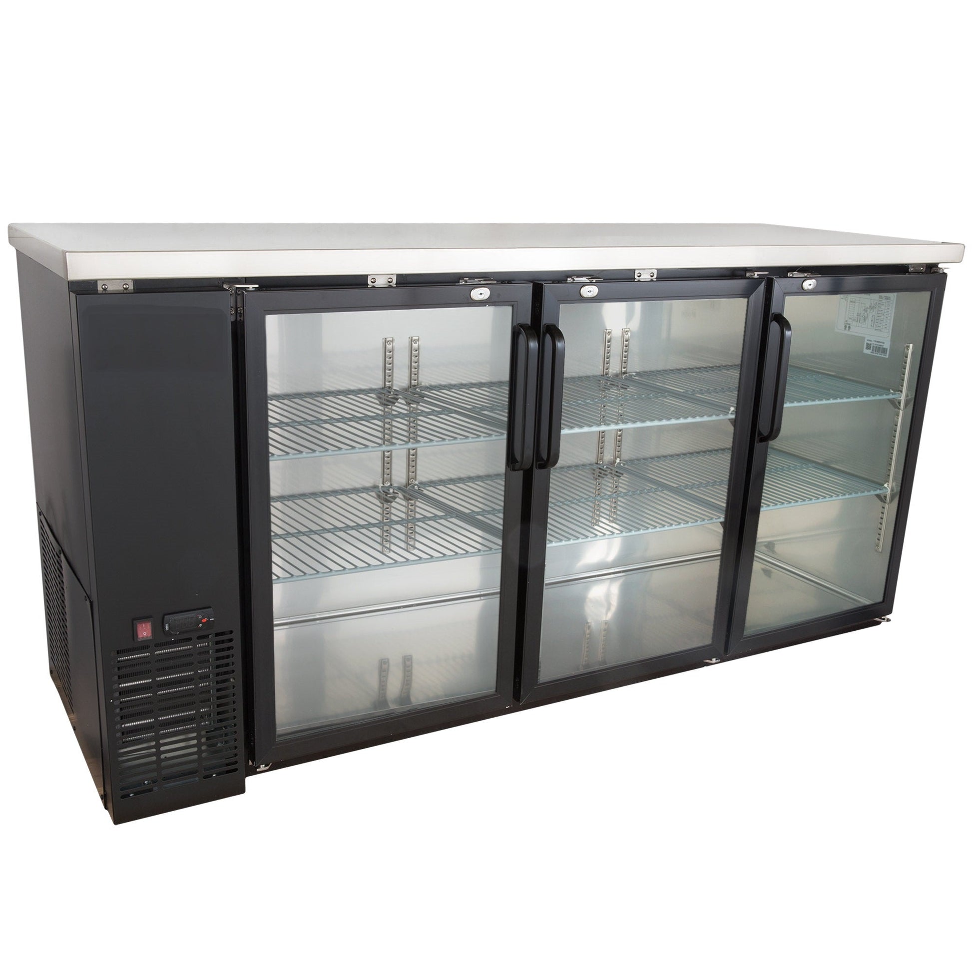 Sieble 72″ Glass Door Back Bar Cooler – Stainless Steel Top, LED Lighting, Holds 3 Kegs, 24″ Depth, Commercial Beverage Refrigerator - with | Sold by Uncle Wiener's Wholesale
