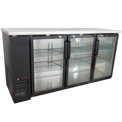 Sieble 72″ Glass Door Back Bar Cooler – Stainless Steel Top, LED Lighting, Holds 3 Kegs, 24″ Depth, Commercial Beverage Refrigerator - with | Sold by Uncle Wiener's Wholesale