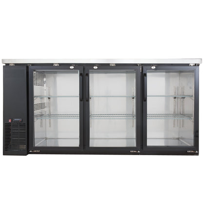 Sieble 72″ Glass Door Back Bar Cooler – Stainless Steel Top, LED Lighting, Holds 3 Kegs, 24″ Depth, Commercial Beverage Refrigerator - with | Sold by Uncle Wiener's Wholesale