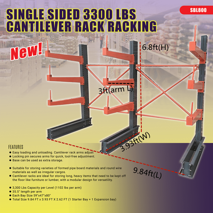 Single & Double - Sided Cantilever Rack | Heavy - Duty Racking – 3300 lbs Capacity - with DUAL SIDED CANTILEVER RACK | Sold by Uncle Wiener's Wholesale